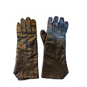 Vintage Black Leather Gauntlet Gloves Japan Size B